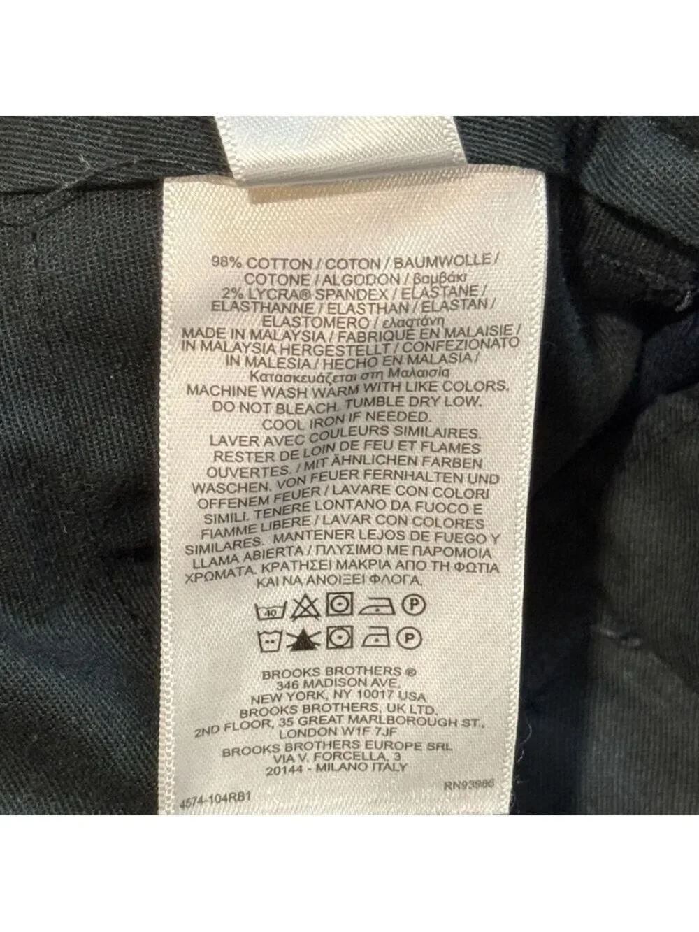 Brooks Brothers Chino Advantage Stretch Pants Dark Blue 34 32